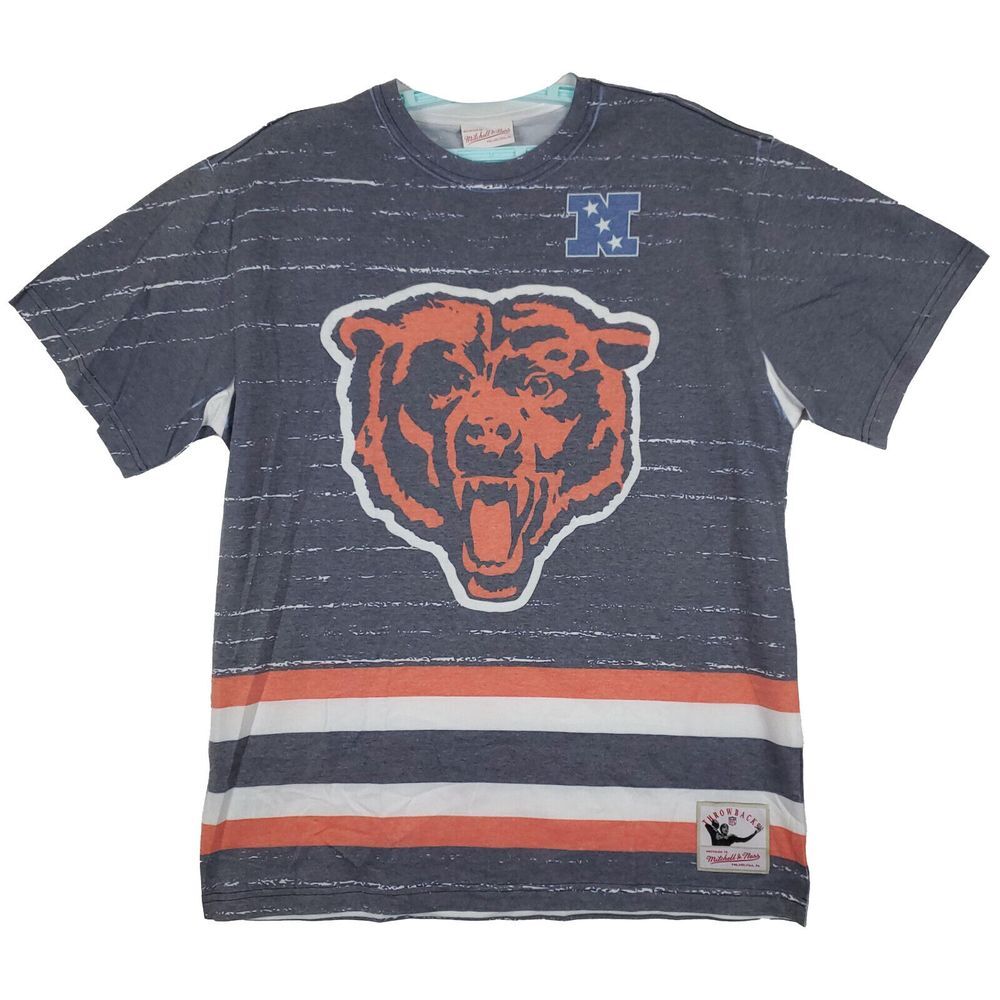 Chicago Bears Mitchell & Ness NFL‎ Large Shirt Jumbotron 3.0 Navy Orange NWT